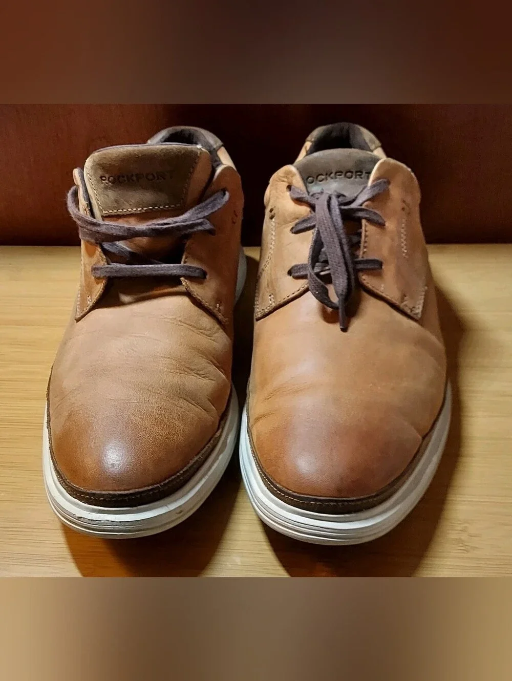 ROCKPORT 100125 MEN'S BRITISH TAN LEATHER PLAIN TOE COMFORT OXFORDS SIZE 11.5